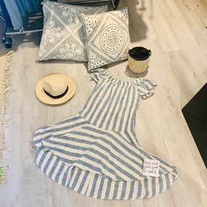 LoveIn cotton off shoulder drop waist midi dress-S